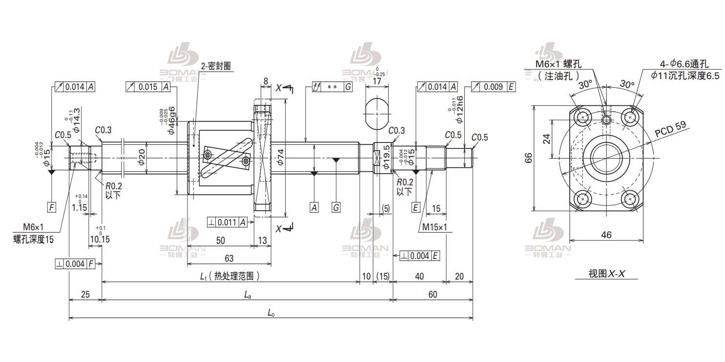 W2012FA-4-C5T20-FA标准滚珠丝杠