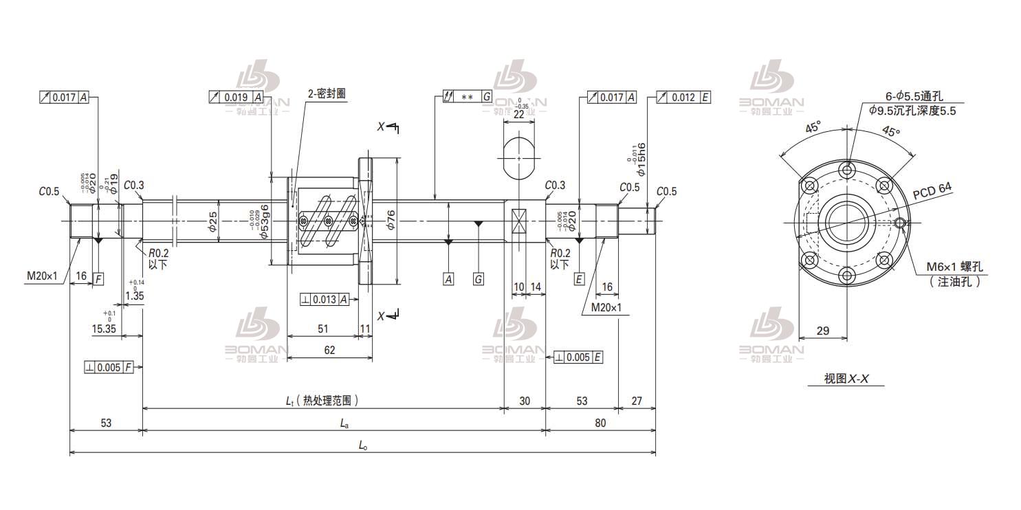 W2503SA-3P-C5Z6-FA标准滚珠丝杠