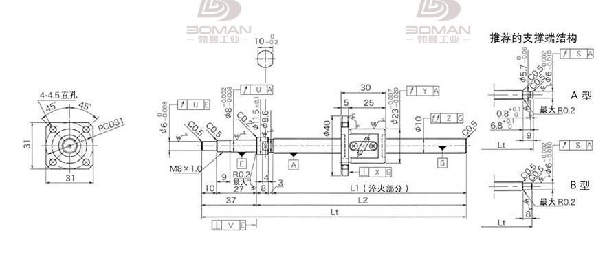 KURODA GP1002DS-EAFR-0320B-C3F 黑田精工丝杆怎么安装的