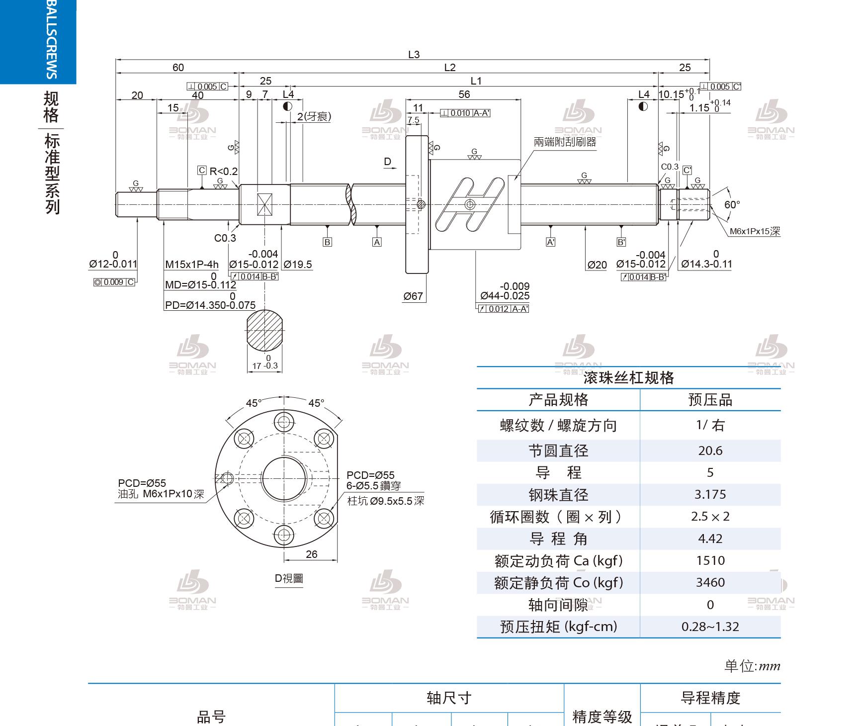 PMI 1R20-05B2-1FSWC-775-885-0.018 pmi滚珠丝杆